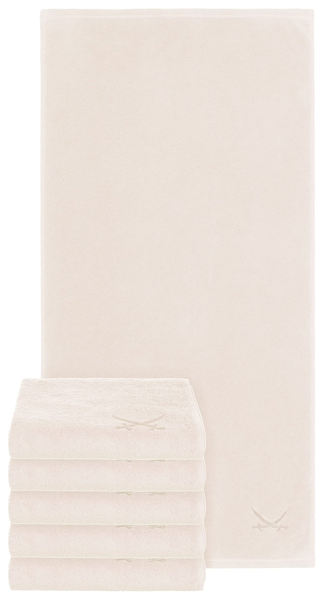 Sansibar Handtuch mit gesticktem Säbel Logo Badtuch 100% Baumwolle 50x100 cm (6er Set, Sand) 6er Set