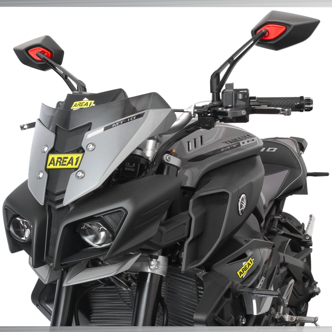 Area1 Universal Motorrad Rückspiegel Paar e-geprüft 2x M10 Rechtsgewinde + Linksgewindeadapter, komp