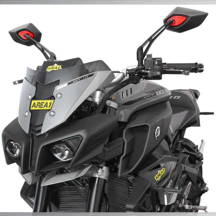 Area1 Universal Motorrad Rückspiegel Paar e-geprüft 2x M10 Rechtsgewinde + Linksgewindeadapter, komp