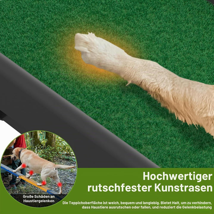 NAIZY Hunderampe 156cm Klappbare Hundetreppe Ramp mit Anti-Rutsch Matten Haustierrampe Kunststoff Ko