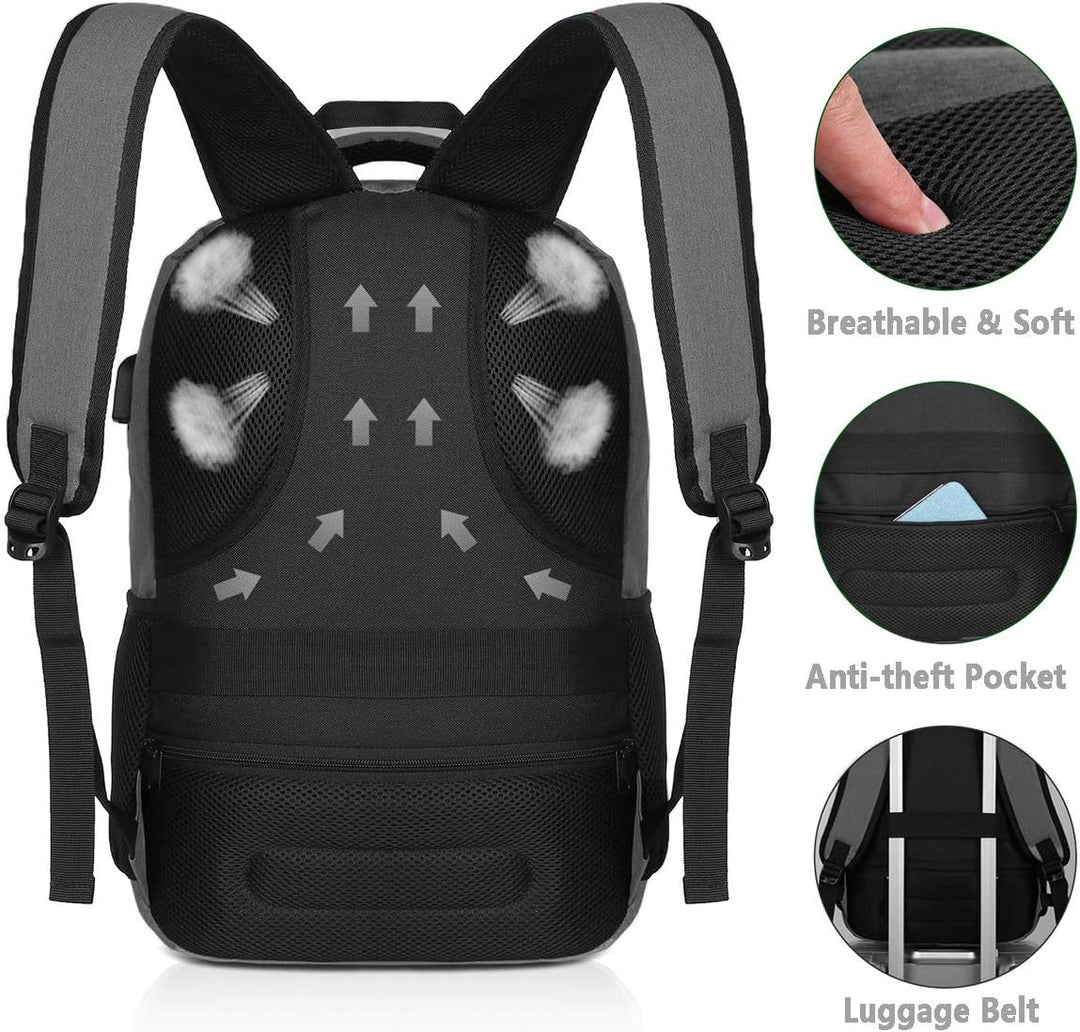 YAMTION Laptop Rucksack,Rucksack Herren mit USB-Ladeanschluss Schulrucksack Jungen Teenager mit 15,6