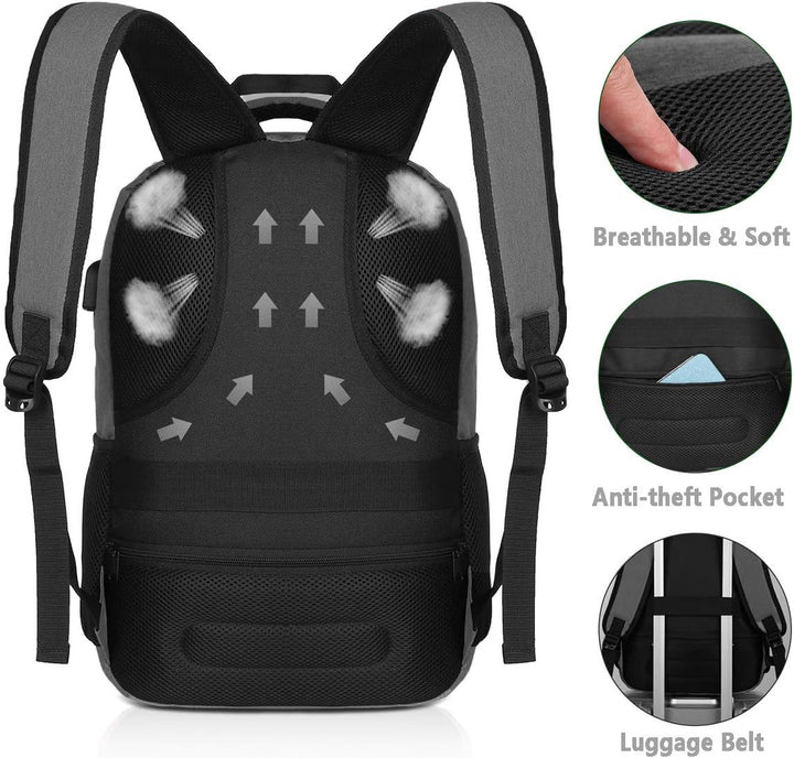 YAMTION Laptop Rucksack,Rucksack Herren mit USB-Ladeanschluss Schulrucksack Jungen Teenager mit 15,6