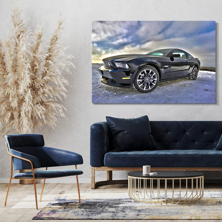 Printed Paintings Leinwand (120x80cm): Autobilder Ford Mustang von vorne Links seitlich 120x80 cm, 1