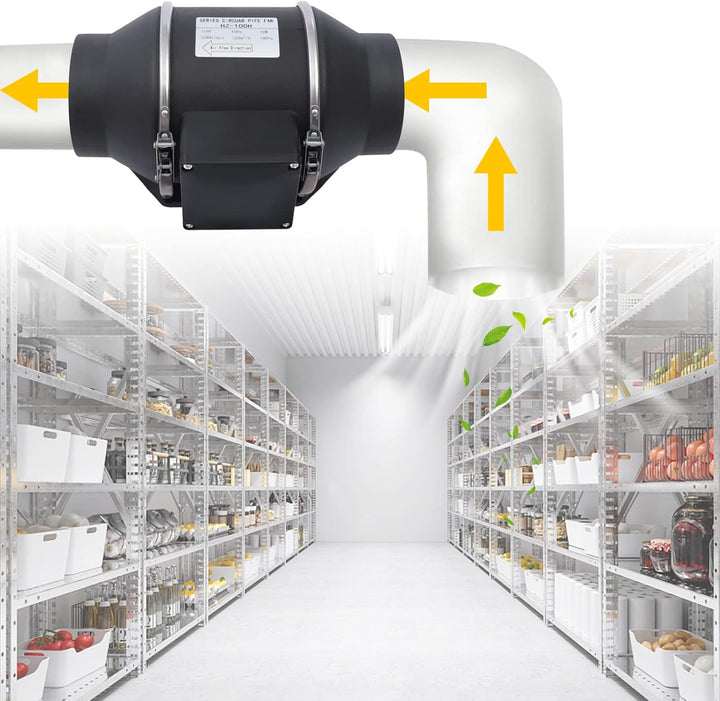 czyuRachel 100mm Abluftventilator, Rohrlüfter Inline-Rohrventilator 220m³/h Fächerförmige Luftschauf