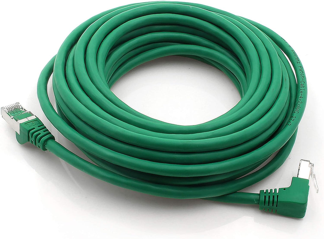 1aTTack.de 366229 Cat.6 Netzwerkkabel Winkel 90 Grad 5m - grün - 10 Stück - Cat6 Patchkabel (SFTP PI