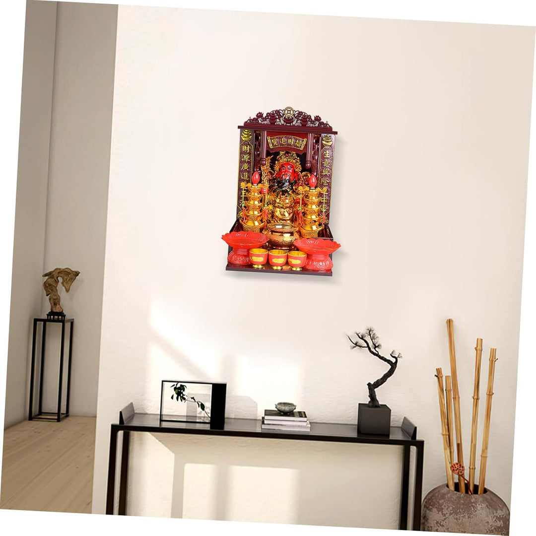 Garneck Holz Buddha Regal Wandmontage Buddhistischer Schrein Tischständer Retro Chinesischer Stil Fü