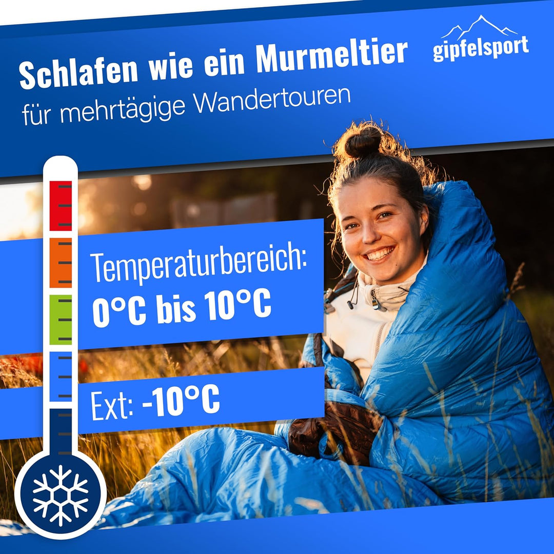 Gipfelsport Ultraleicht Schlafsack 4 Jahreszeiten [-20°C bis 15°C] Ultralight Sleeping Bag | Ultrale