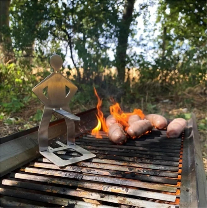 Edelstahl-Grillwursthalter, wiederverwendbar, lustiger Hot-Dog-Wurstständer, kreativer stehender Man