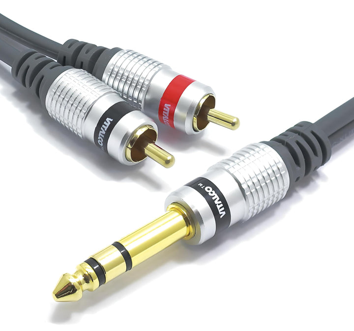 6.3mm Stereo Klinke auf Cinch Kabel 5m 2x Male Cinch Stecker zu Stereo Grosse Klinke Audio Adapter M