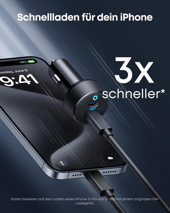 Anker PowerDrive III Duo USB-C-Ladegerät fürs Auto, 40W 2-Port PowerIQ 3.0 Ladegerät, Power Delivery