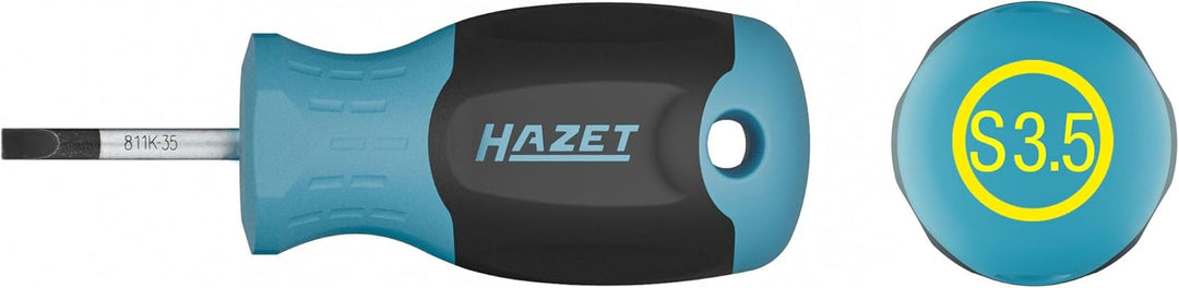 HAZET Schraubendreher 811K-35, SW 0,6 x 3,5 mm Schlitzprofil, Rutschfester 3-Komponenten-Griff, Rund