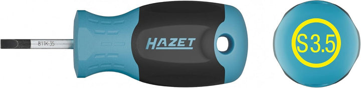 HAZET Schraubendreher 811K-35, SW 0,6 x 3,5 mm Schlitzprofil, Rutschfester 3-Komponenten-Griff, Rund