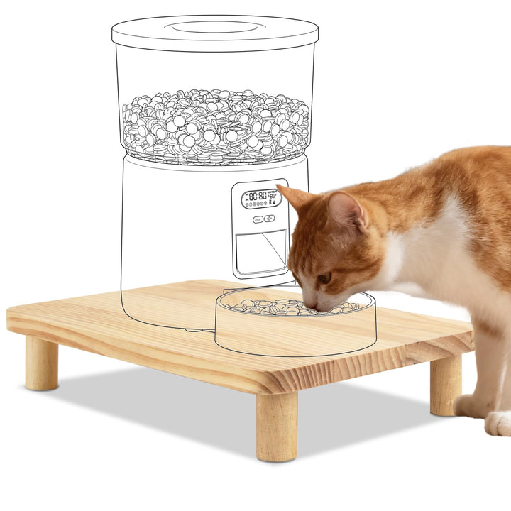 SZEE Erhöhter Stand für Futterautomat Katze, Katzenfutter Automat Halterung aus Massivholz, Entlaste