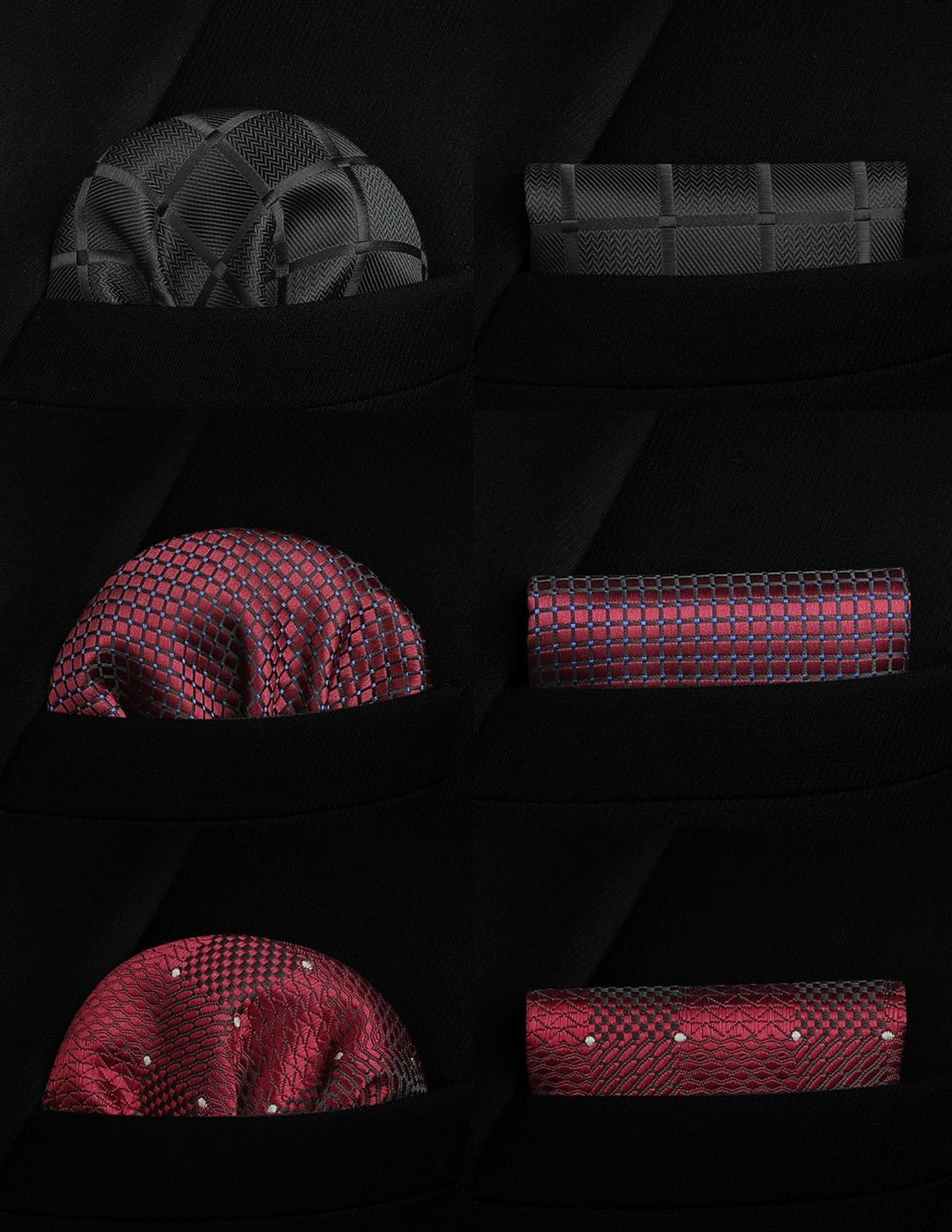 HISDERN Los 3 Stck Herren Krawatte Klassisch Elegante Krawatten und Einstecktuch Seidenkrawatte Set