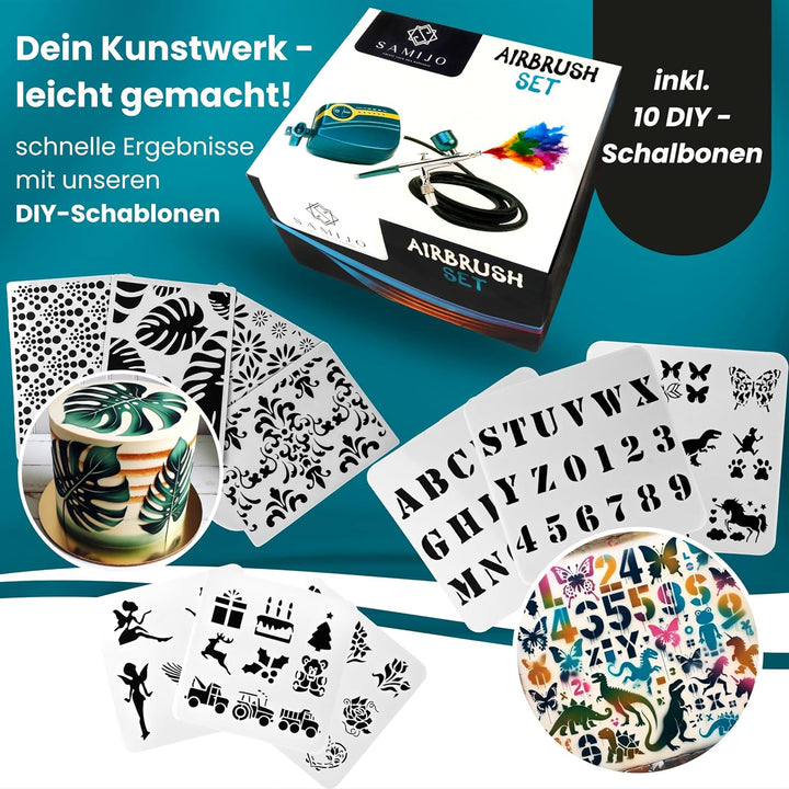 SAMIJO Airbrush Set mit Kompressor, leise, kompakt, vielseitig, Airbrush-Set für Einsteiger, inkl. [