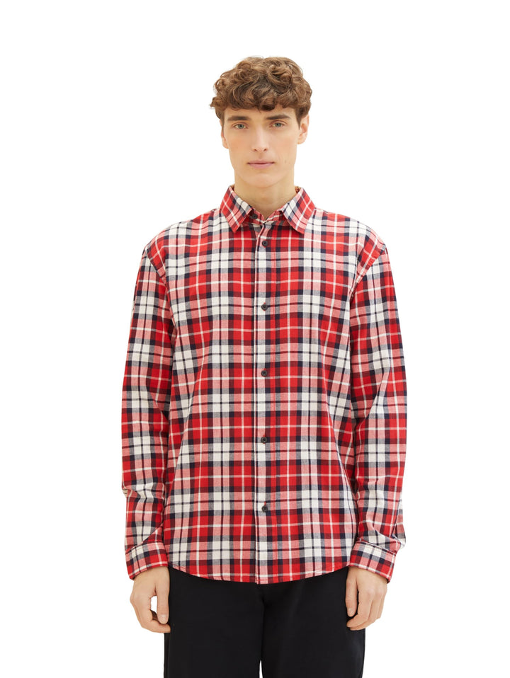 TOM TAILOR Denim Herren Hemd S 33925 - Red Colorful Check, S 33925 - Red Colorful Check