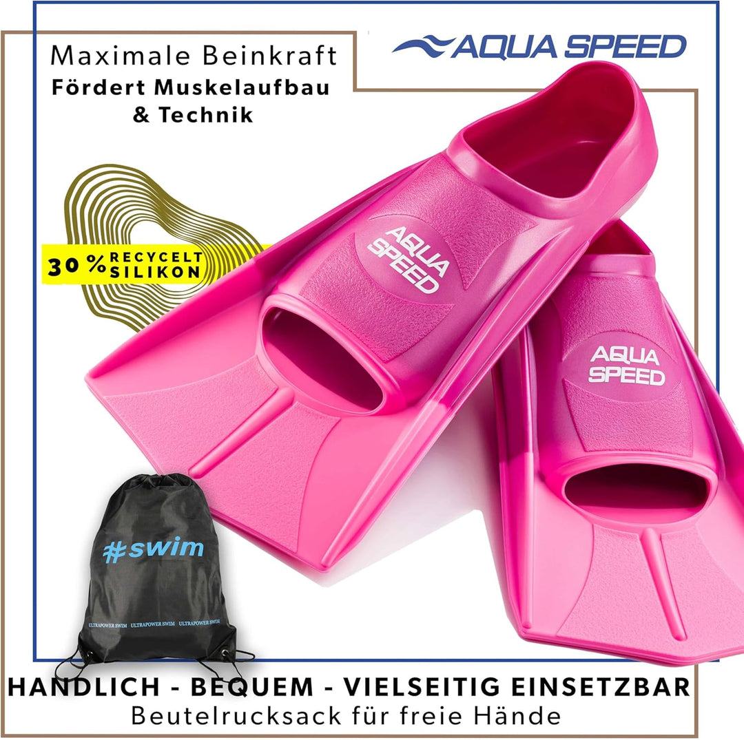 Aqua Speed Kurze Schwimmflossen für Erwachsene und Kinder I HIGH TECH | weiche Trainingsflossen I le