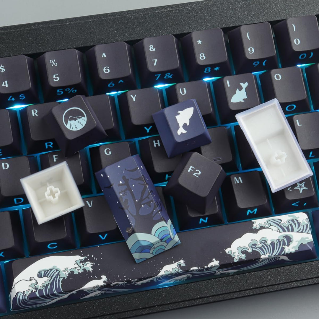 Sunzit PBT Custom Keycaps,129 Tasten Korallenmeer Tastenkappen Cherry Profil Dye-Sub Shine Through S
