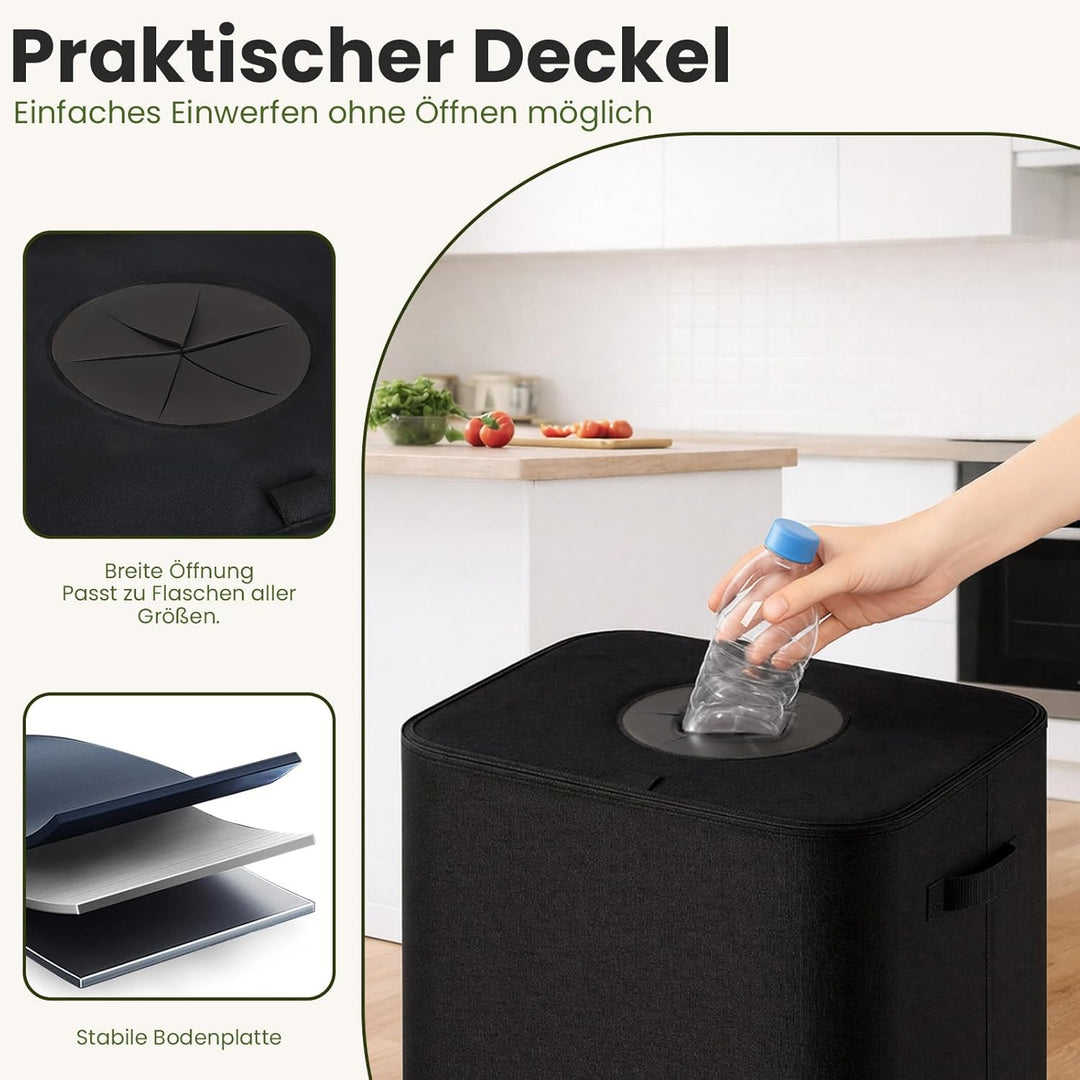 110L Gross Pfandflaschen Sammelbehälter mit Deckel & Tragetaschen,pfandflaschen behälter,Leergut sam