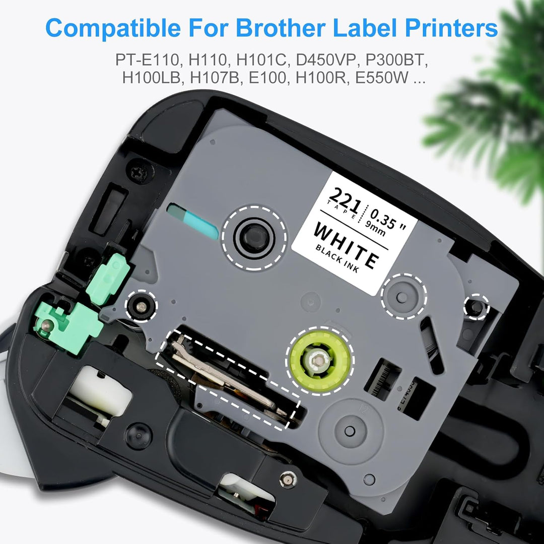 6x XemaX Kompatibel Schriftband Ersatz für Brother P-touch Bänder 9mm TZe-221 TZe-121 TZe-421 TZe-52