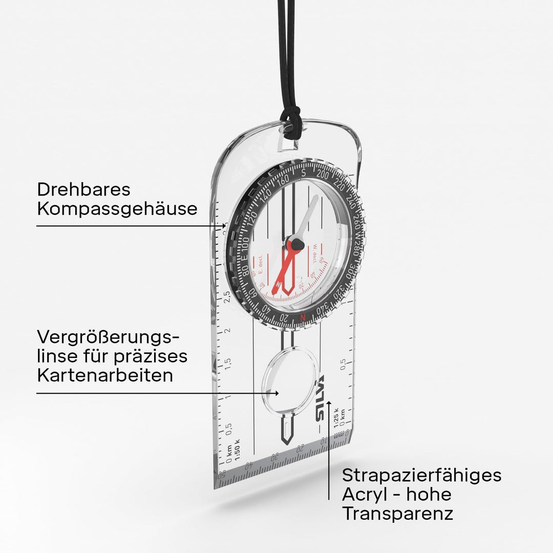 Silva Kompass Outdoor - Ranger No. 3 Wanderkompass - Kartenmassstäbe 1:25k & 1:50k - Marschkompass G