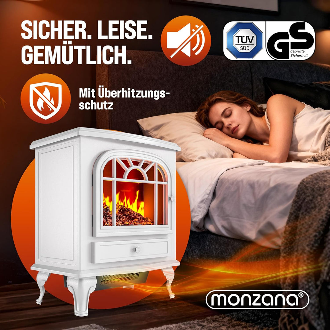 Elektrokamin Elektrischer Kamin mit Heizung LED Kaminfeuer Effekt Heizer Ofen 2000W 60 x 28 x 50cm w