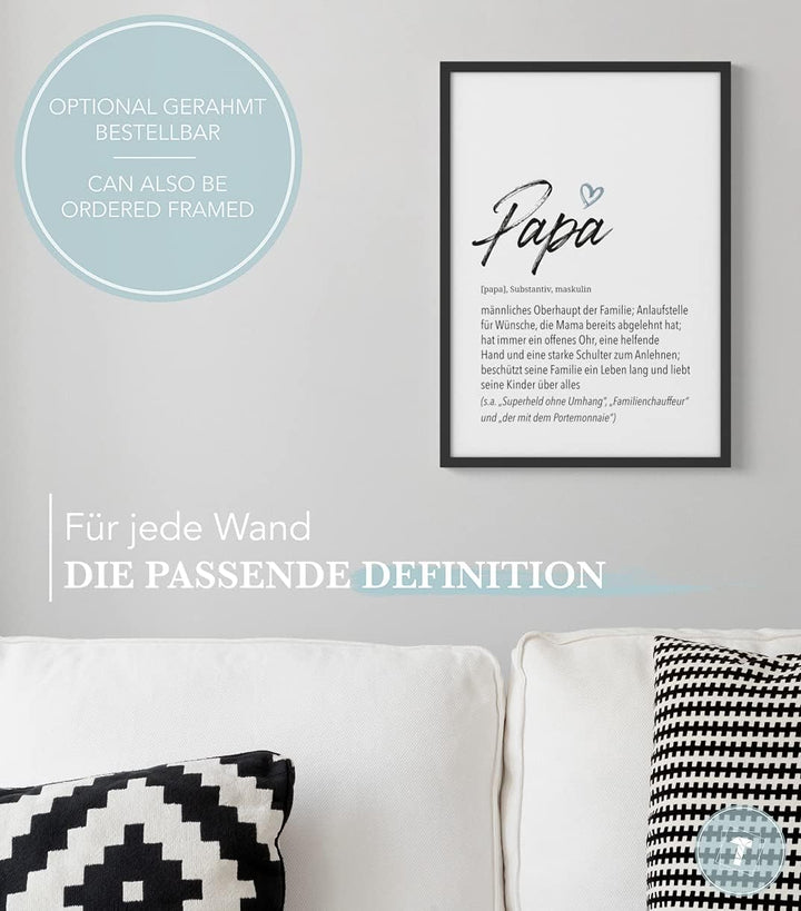 Papierschmiede® Herz Definition: Papa, DIN A1 (ca. 59x84 cm), Poster für Wohnzimmer, Schlafzimmer, W