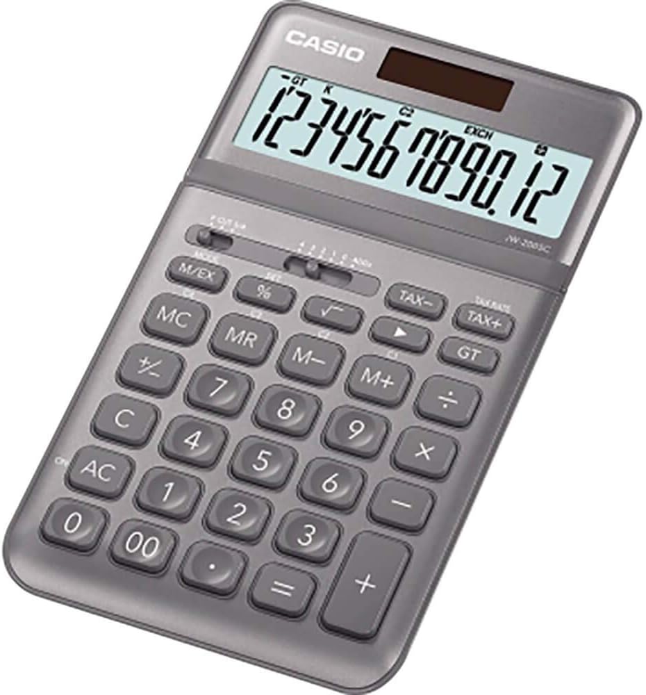 CASIO Tischrechner JW-200SC, 12-stellig, in stylischen Farben, Steuerberechnung, Solar-/Batteriebetr