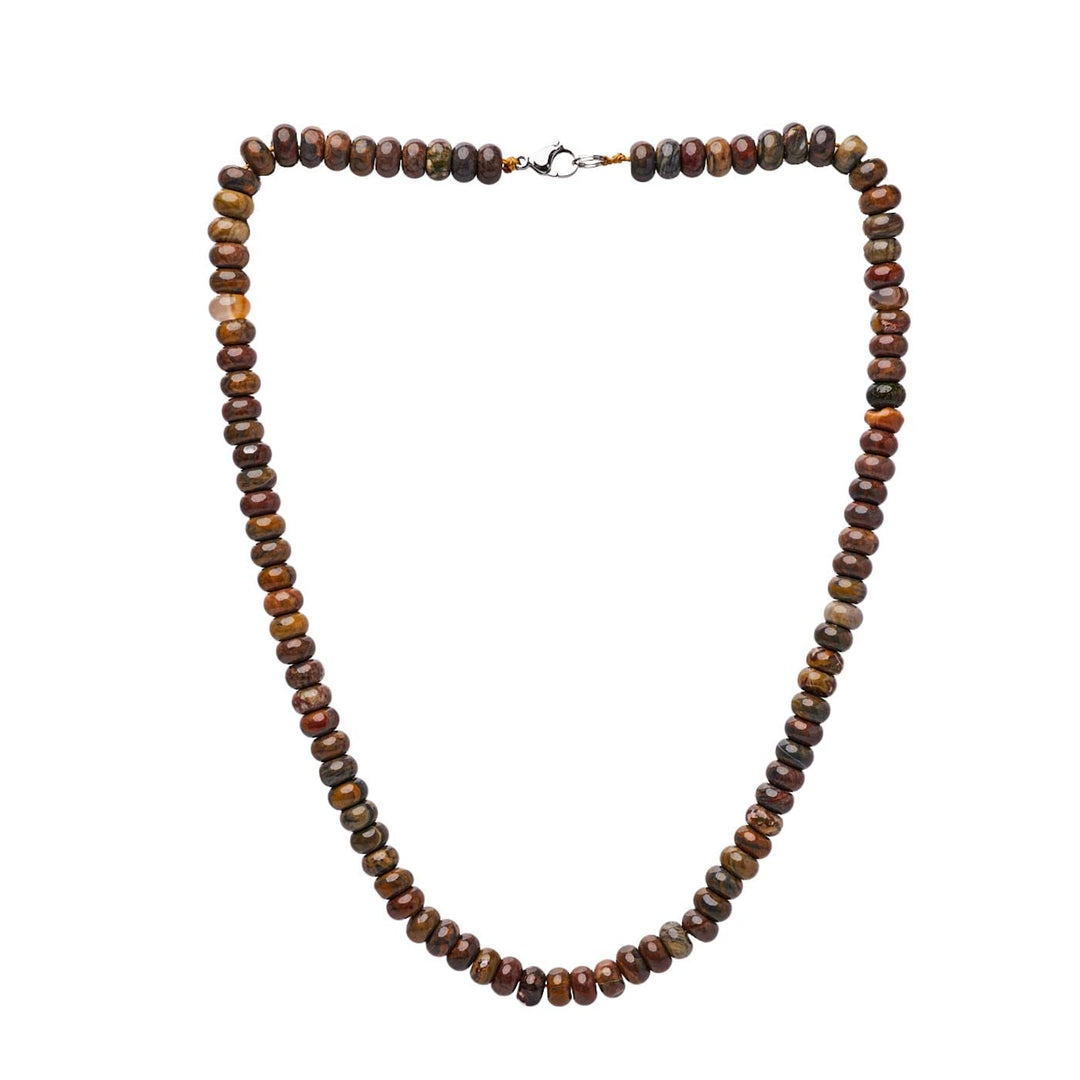 Handgemachte Herren Perlenkette Kette Tigerauge Onyx Grau Achat Jaspis | 8MM Natürliche Edelsteine H