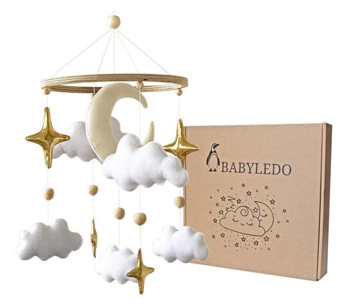 BABYLEDO Mobile für Babybett mit Geschenkbox, Traumfänger, Bettglocke, Holz, Babyzimmer Dekoration,