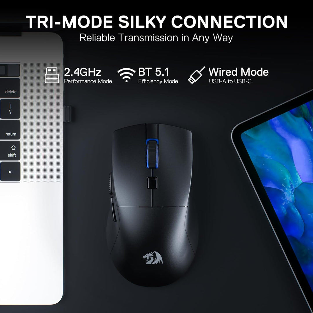 Redragon M618 LIT kabellose Gaming-Maus, optische ergonomische Maus mit 10.000 DPI und 6 programmier
