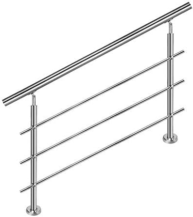 Aufun Edelstahl Handlauf 150cm Treppengeländer Innen und Aussen mit 2 Pfosten für Treppen, Brüstung,