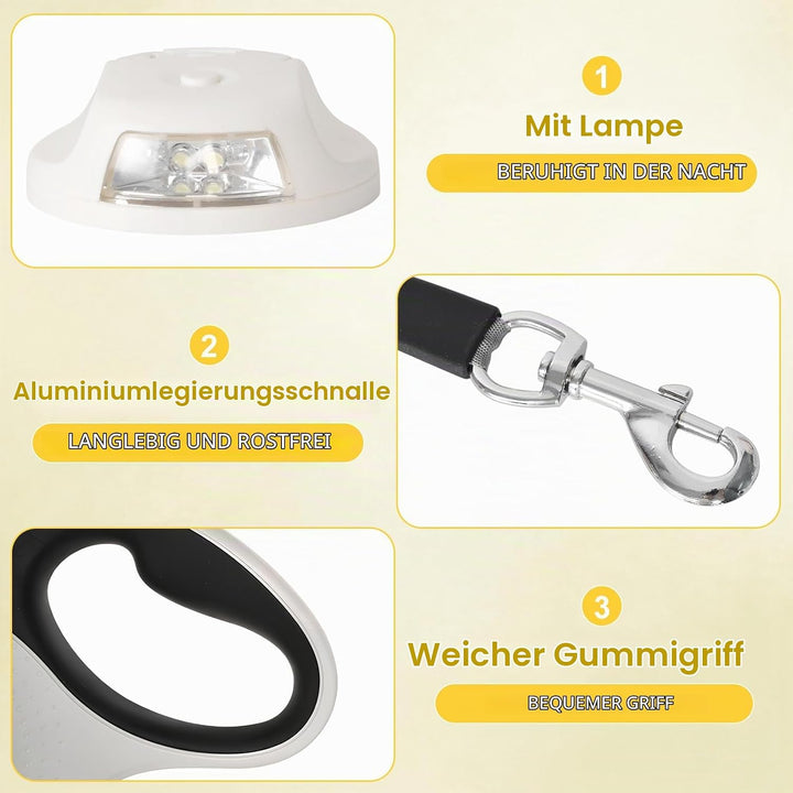 Rollleine Hundeleine 3m für Katzen &amp; kleine Hunde | Hochwertige Hundeleine ausziehbar mit LED Licht