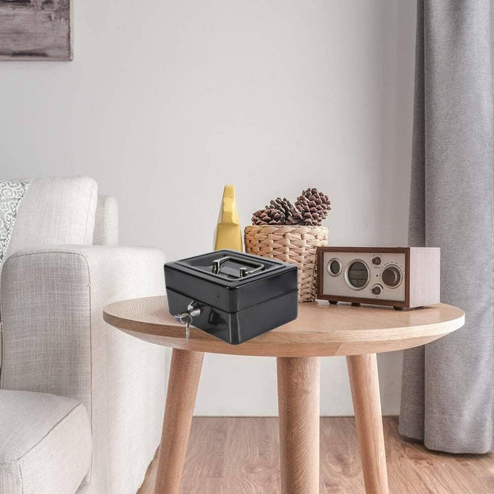 Feuerfeste wasserdichte Box mit Schlüsselschloss, Mini Tragbarer Safe Stahl Petty Abschliessbar Barg