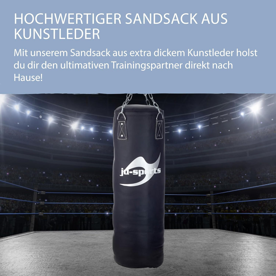 Ju-Sports Boxsack hängend Ø 35cm I Sandsack Kunstleder ungefüllt für das Box Training I Sehr stabil
