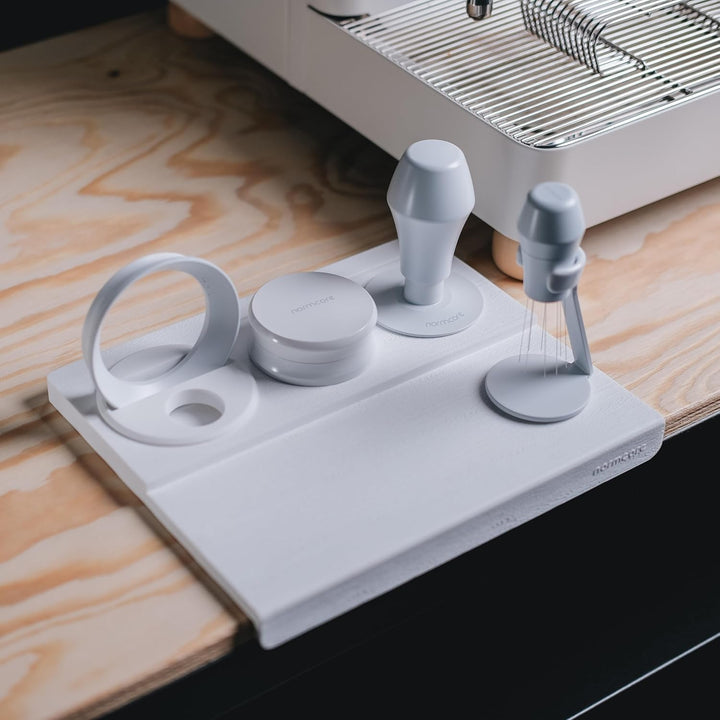 Normcore Corner Tamping Station V3 - Espresso White Tamping Mat - Silicone Coffee Tamper Mat Holder