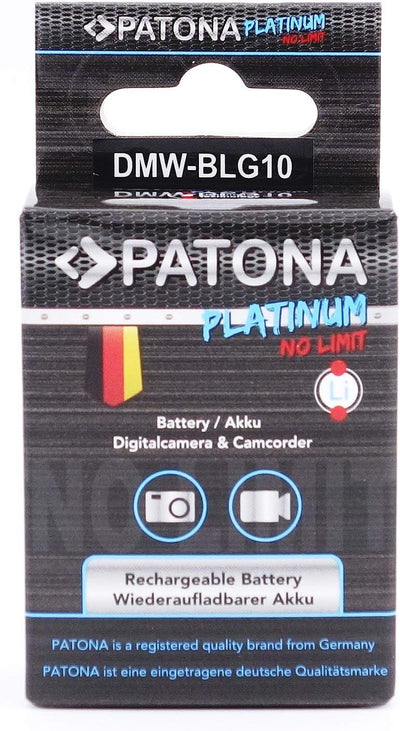 2X PATONA Platinum Akku DMW BLG10 E (1000mAh) - Kompatibel mit Panasonic Lumix DC GX9 TZ202 TZ96 TZ9