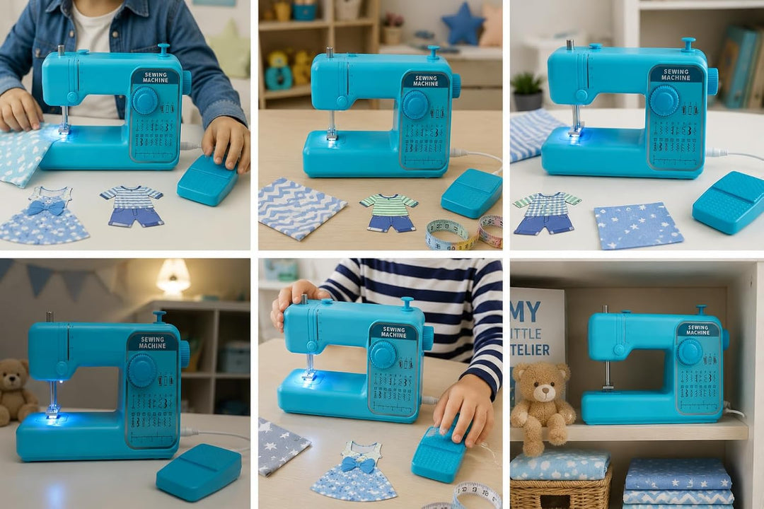 Kinderspielzeug Nähmaschine Mit Lichtpedal Und Geräuschen Rosa oder Blau Wählbar Simulierte Nadelbew