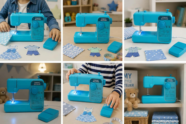 Kinderspielzeug Nähmaschine Mit Lichtpedal Und Geräuschen Rosa oder Blau Wählbar Simulierte Nadelbew