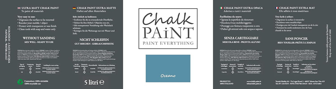 Chalk Paint Everything® Oceano Kreidefarbe Wasserbasis für Alle Oberflächen einfach zu verarbeiten o