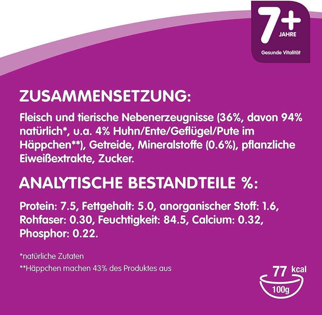Whiskas 7 + Katzenfutter – Geflügel-Auswahl in Sauce – Hochwertiges Katzenfutter ab dem 7. Lebensjah