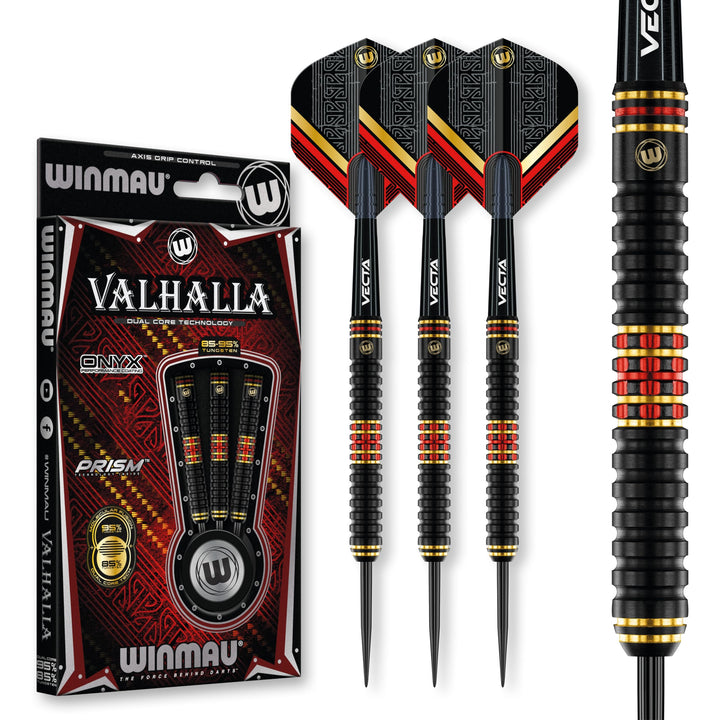 WINMAU Valhalla Profi Stahlspitze Wolfram Dartpfeile mit Flüge und Stiele (Wellen) 24g Steeltip, 24g