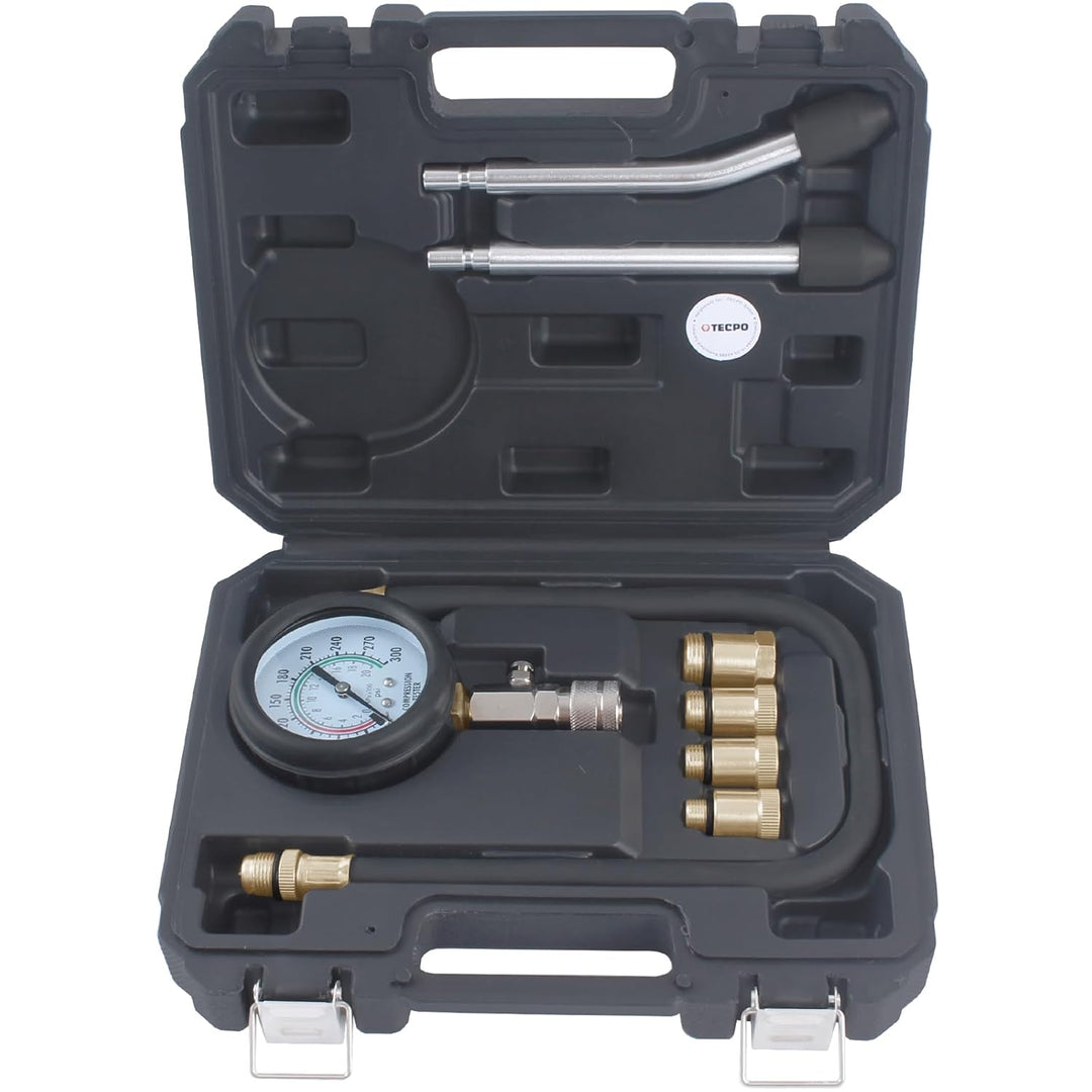 TECPO Kompressionstester für Benzin Motor 0-20 Bar Kompression Prüfer messen Werkzeug