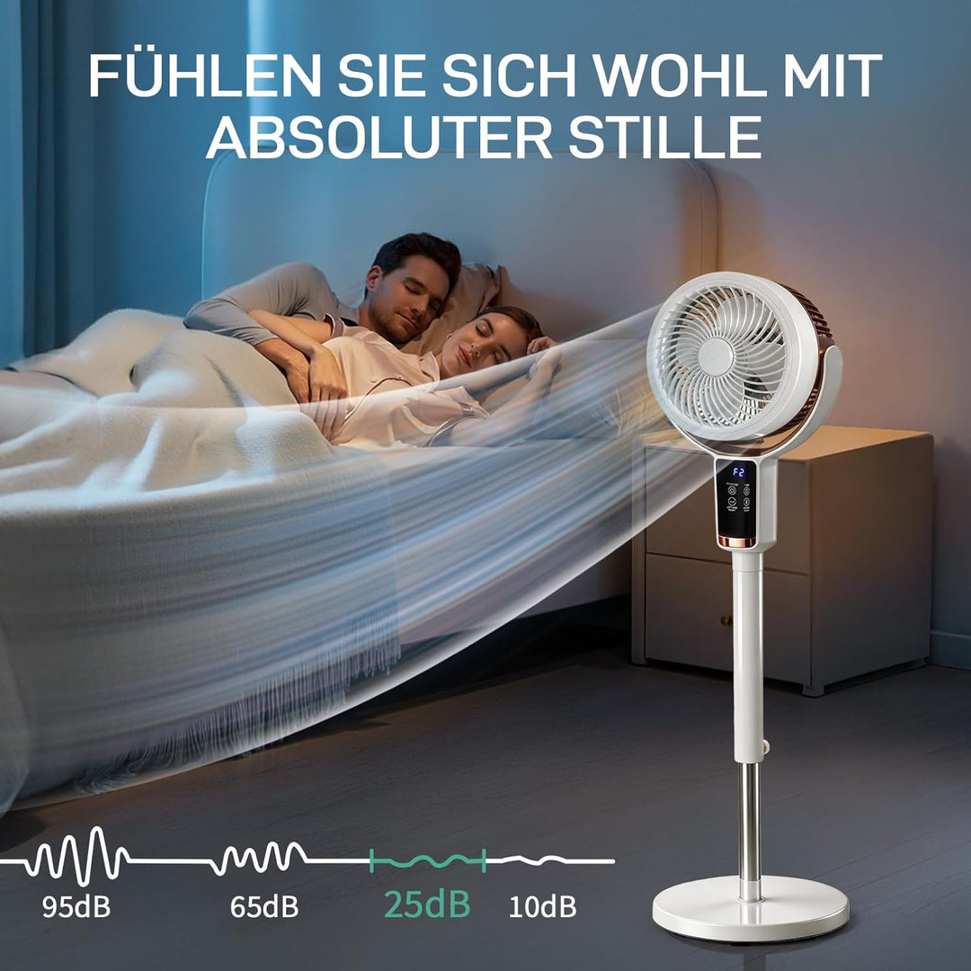 LEADZM Standventilator mit Luftzirkulation, Bodenventilator 80° Horizontale Oszillation, Fernbedienu
