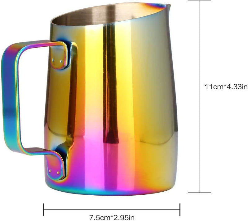 Dianoo Espresso-Milchaufschäumer, Milchkännchen, Edelstahl, für Kaffee-Latte-Kunst, 420 ml mehrfarbi