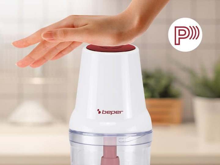 BEPER P102ROB010 Doppelklingen-Zerkleinerer, 400 W, 500-ml-Kunststoffbehälter, Edelstahlklingen für