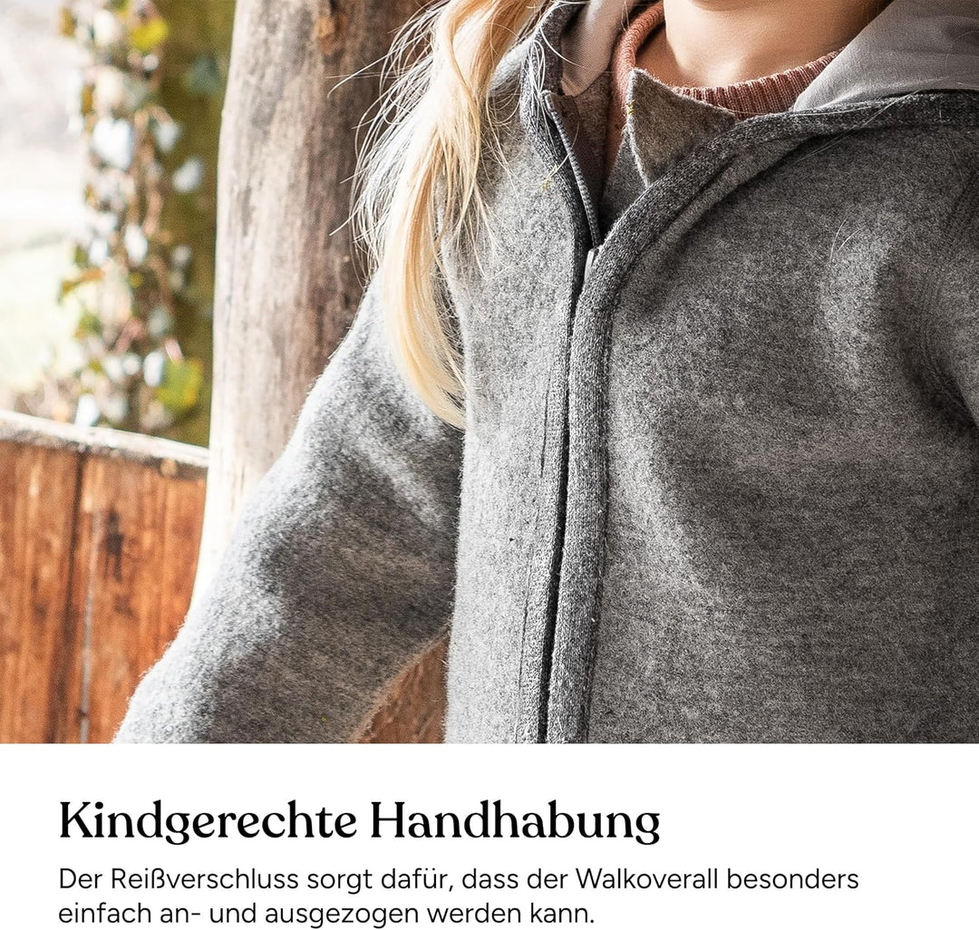 Ehrenkind® Walkoverall | Baby Wollwalk-Overall aus Merino Schurwolle mit Reissverschluss | Walk Woll