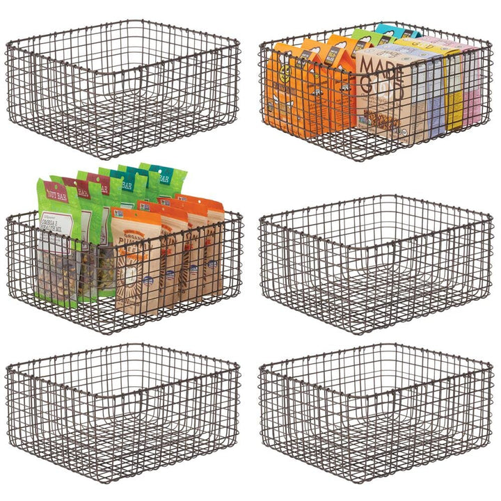 mDesign 6er-Set Allzweckkorb aus Metall – Aufbewahrungskorb für Küche, Vorratskammer etc. – kompakte