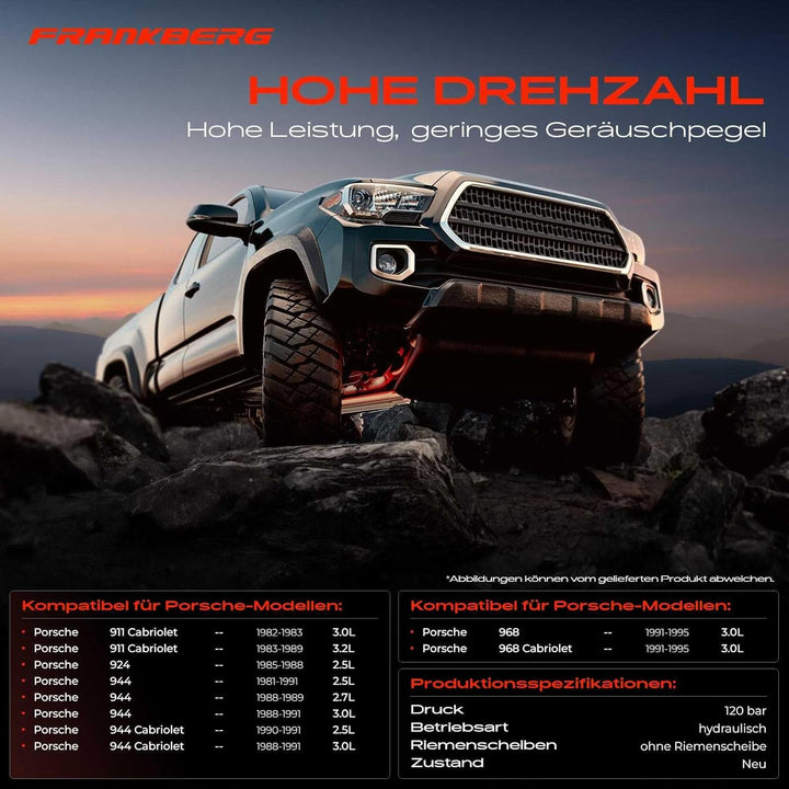 Frankberg Servopumpe Hydraulisch Lenkung ohne Riemenscheiben Kompatibel mit 911 3.0L-3.2L 1982-1989