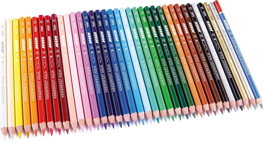 JOLLY Superstick Aqua Buntstifte, Wasservermalbare Farbstifte, 36 Stück, aquarellierbar, bruchsicher